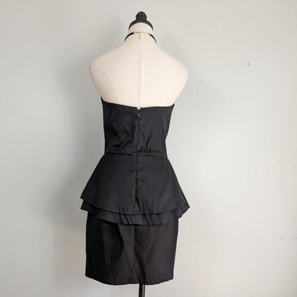 Cache Strapless Mini Dress Black 10 Cocktail Date Evening Y2K Peplum Retro Hoco - Picture 7 of 10